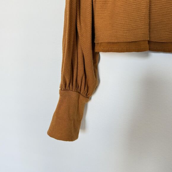 Free People Blouse Womens Medium Long Sleeve Pleated Balloon Cuff Pullover Top - Picture 2 of 7